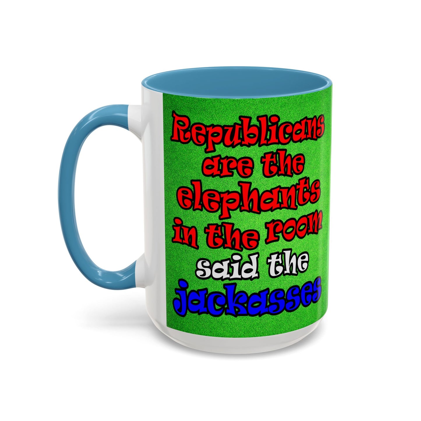 donkeys and elephants - Accent Mug (green turf)