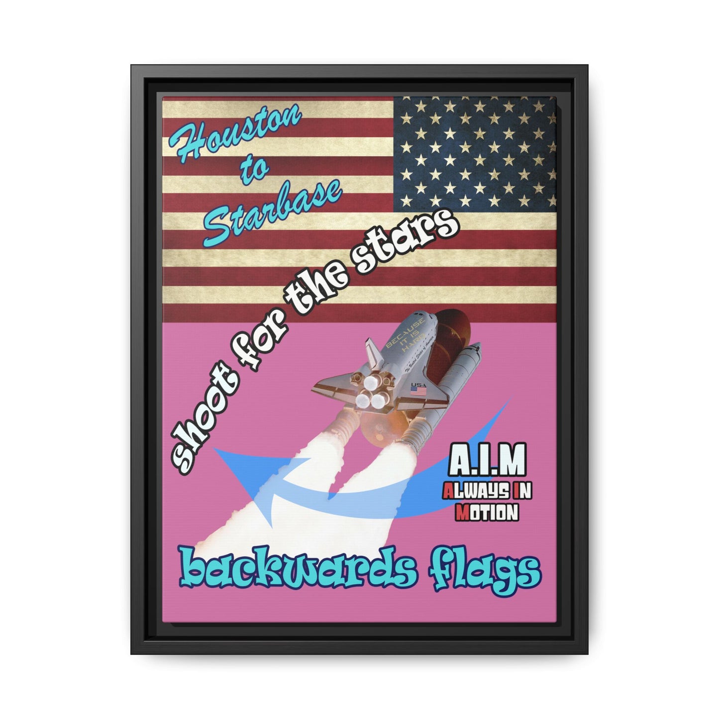 shoot for the stars - framed canvas art (light pink)