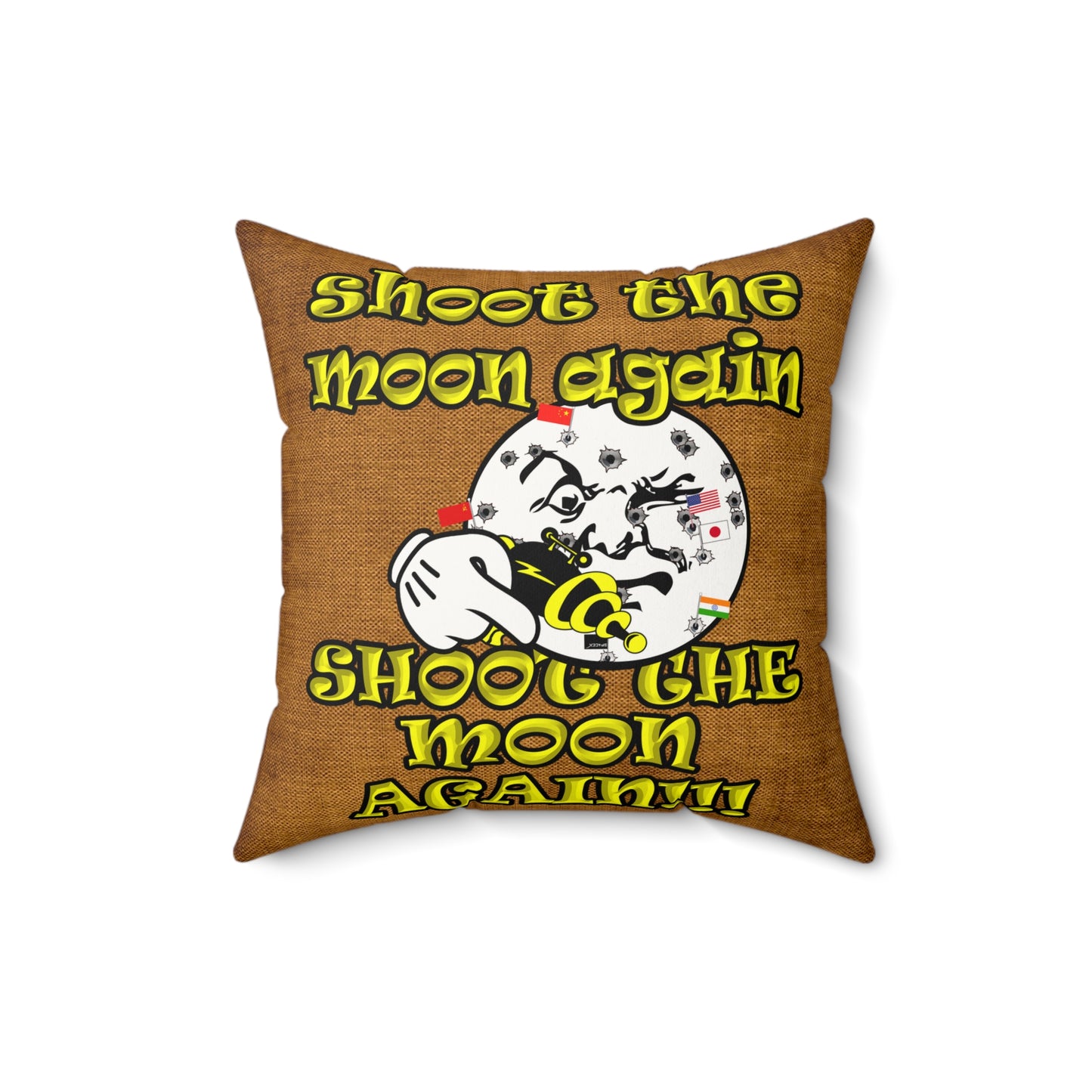 shoot the moon again - Faux Suede Square Pillow - (dichromatic brown papyrus)