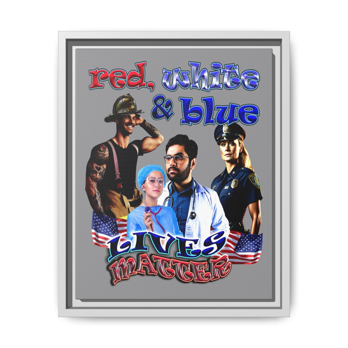 rw&b lives matter - framed canvas art (grey)