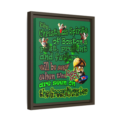 christmas spirits of boston - framed canvas art (dark green)