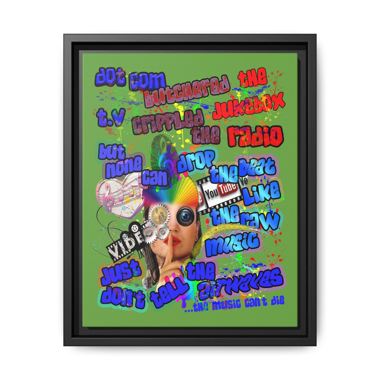 drop the beat - framed canvas art (green)