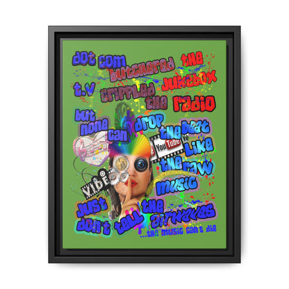 drop the beat - framed canvas art (green)