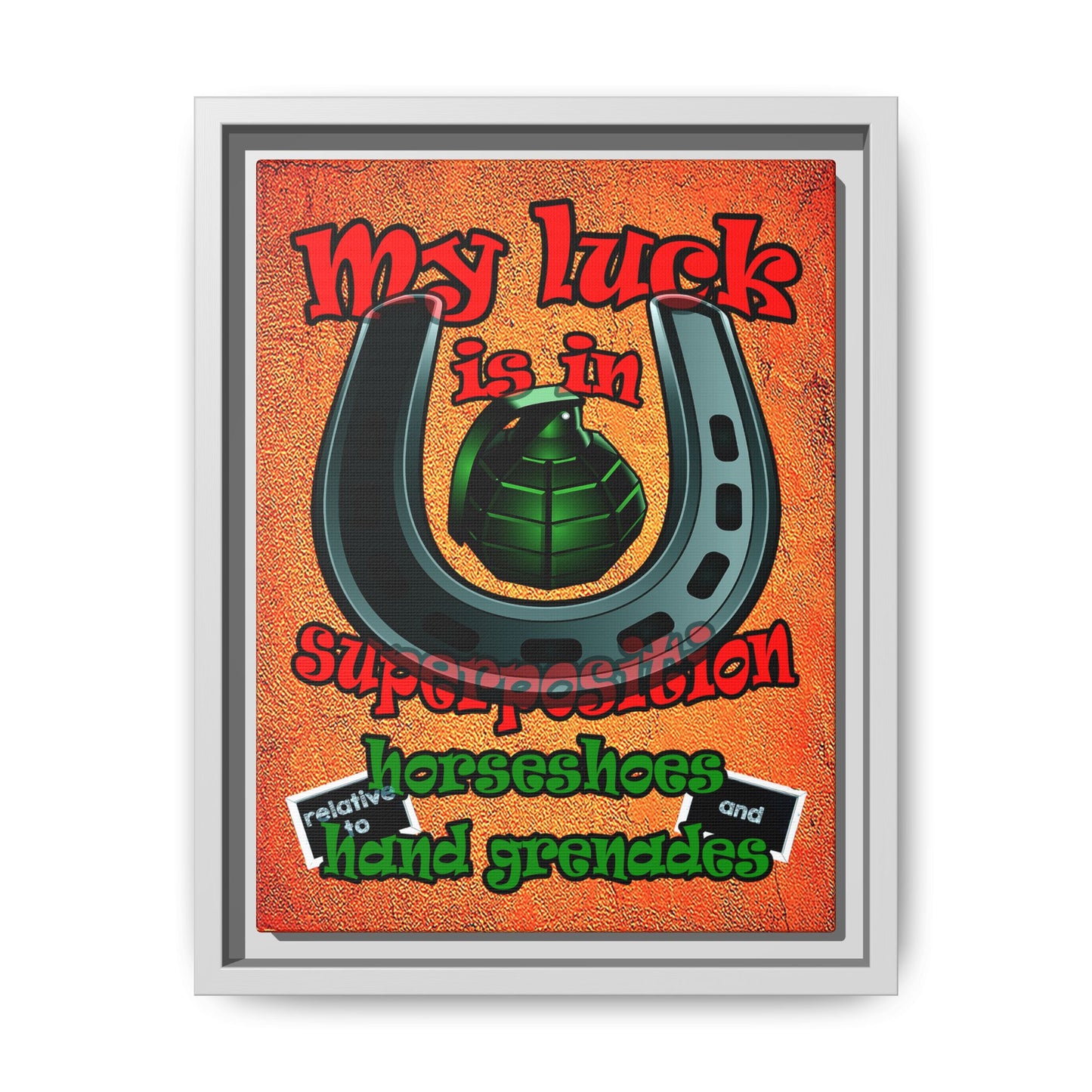 my luck - framed canvas art (burnt orange)