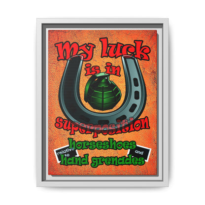 my luck - framed canvas art (burnt orange)
