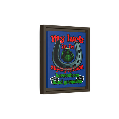my luck - framed canvas art (dark blue)