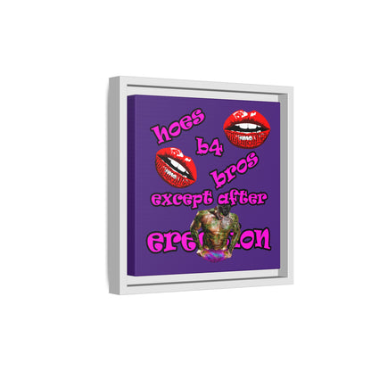 hoes b4 bros - framed canvas art (purple)