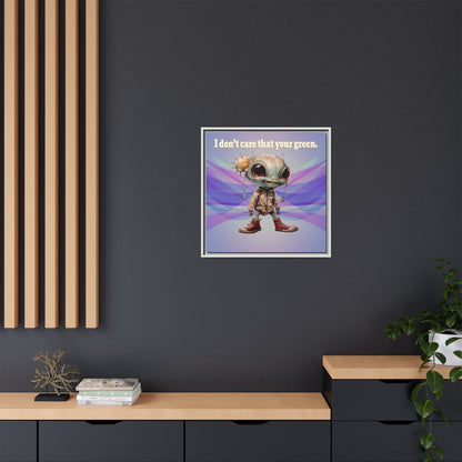 I don't care that your green - framed canvas art (light blue-pink wave)