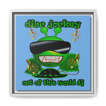 disc jockey - framed canvas art (light blue)