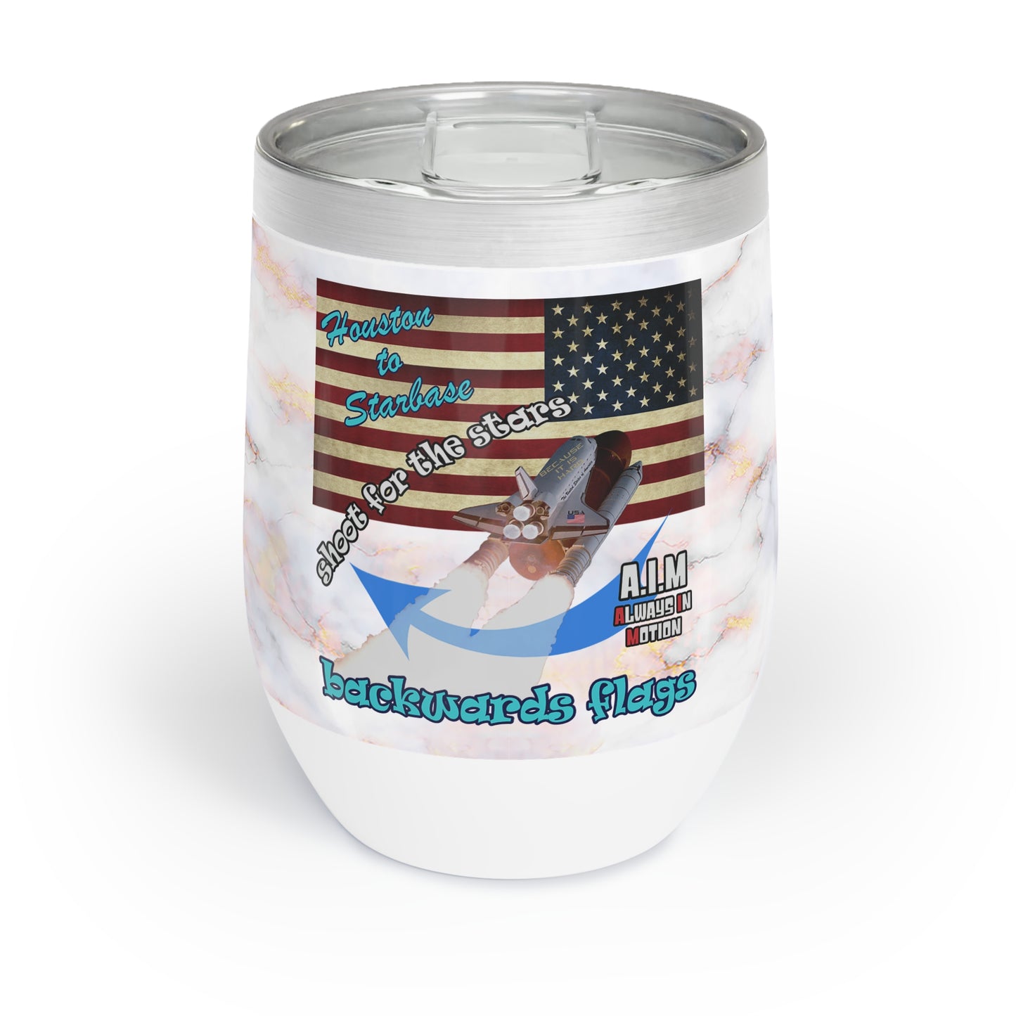 shoot for the stars - Chill Wine Tumbler (white marble)