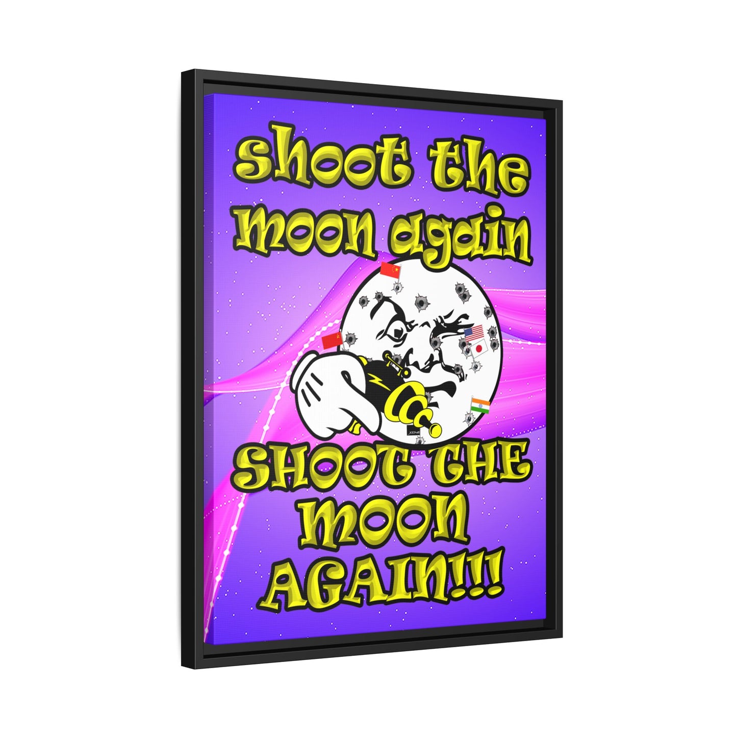 shoot the moon again - framed canvas art (purple-pink wave)