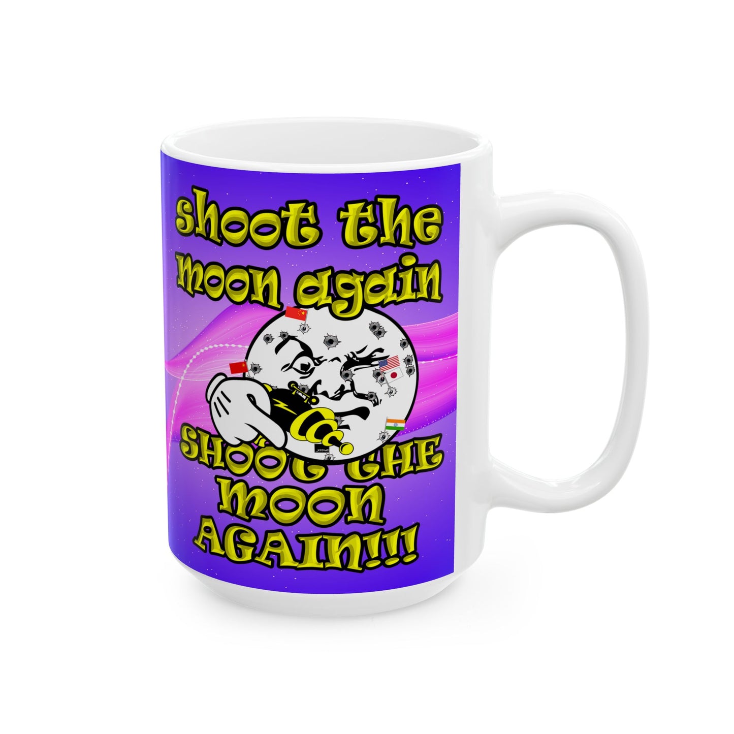 shoot the moon again - White Mug (purple-pink wave)