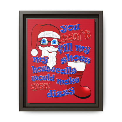 santa's shoes - framed canvas art (dark red)