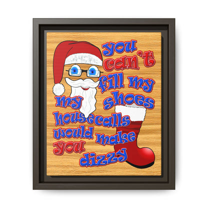 santa's shoes - framed canvas art (butterscotch wood finish)