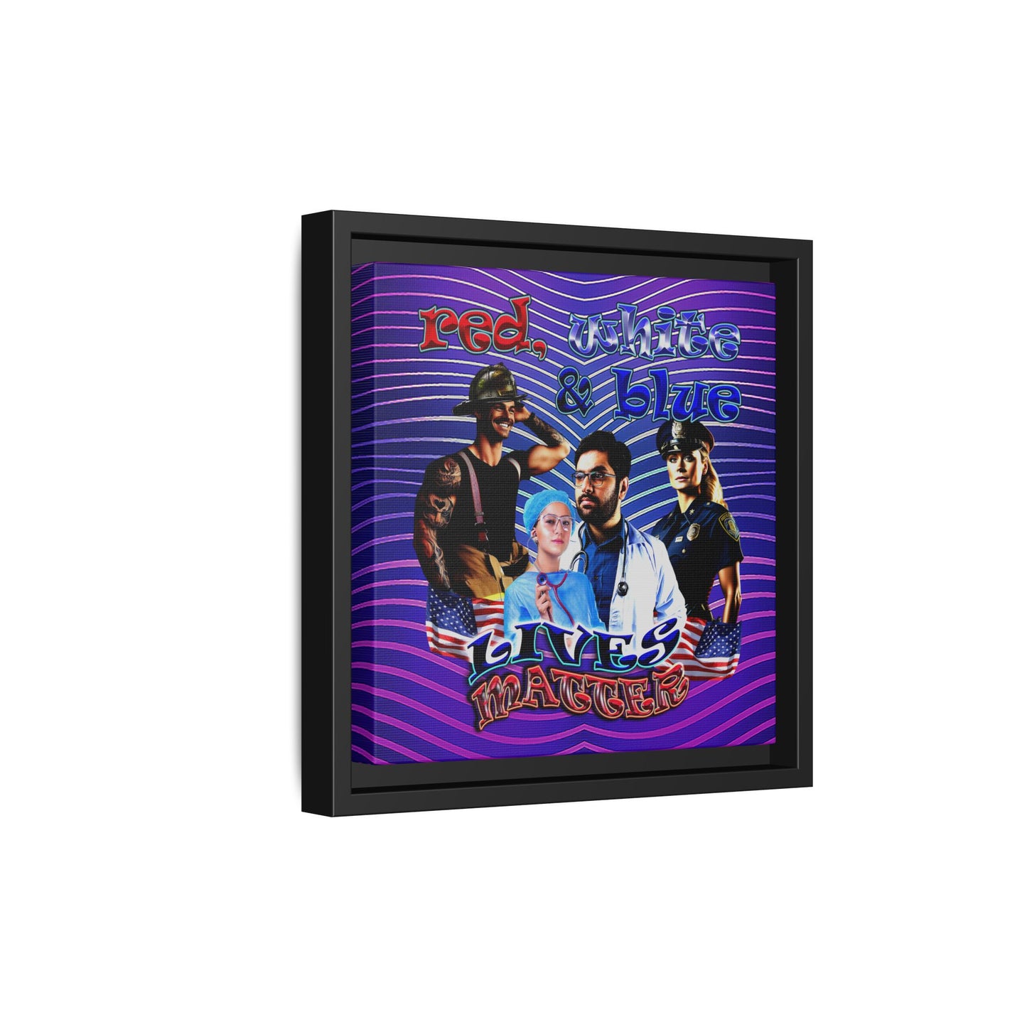 rw&b lives matter - framed canvas art (purple wave)