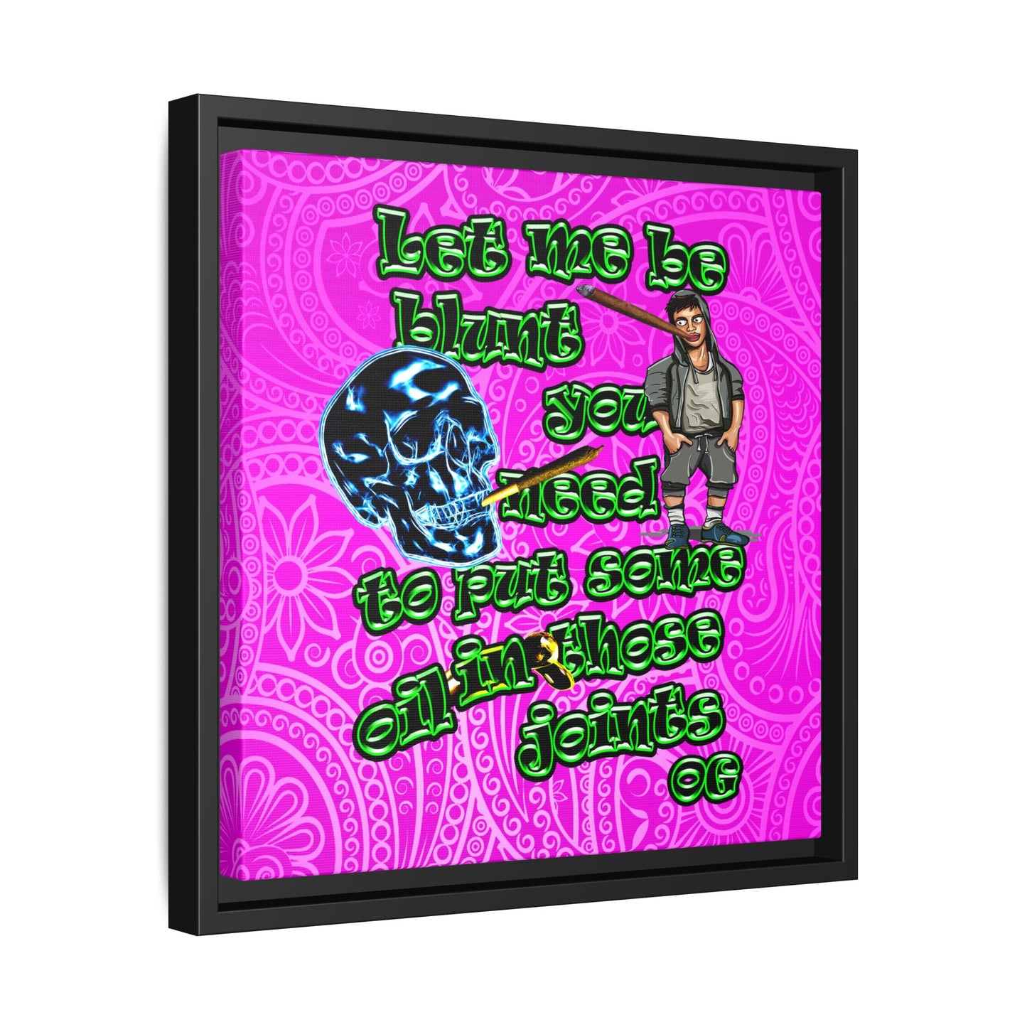 og - framed canvas art (pink swirl)
