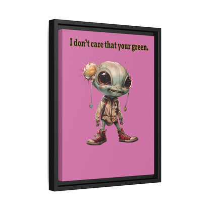 I don't care that your green - framed canvas art (light pink)
