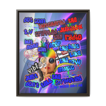 drop the beat - framed canvas art (grey-pink wave)
