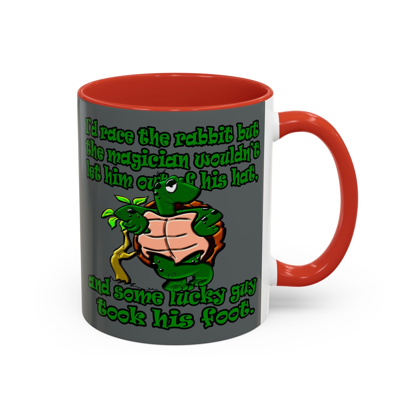 turtle race - Accent Mug (dark grey)