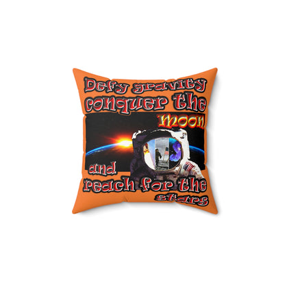 defy conquer reach - Faux Suede Square Pillow - (crusta)