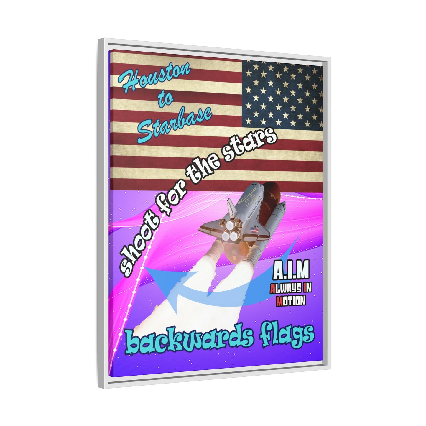 shoot for the stars - framed canvas art (purple-pink wave)