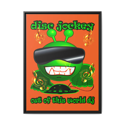 disc jockey - framed canvas art (orange)