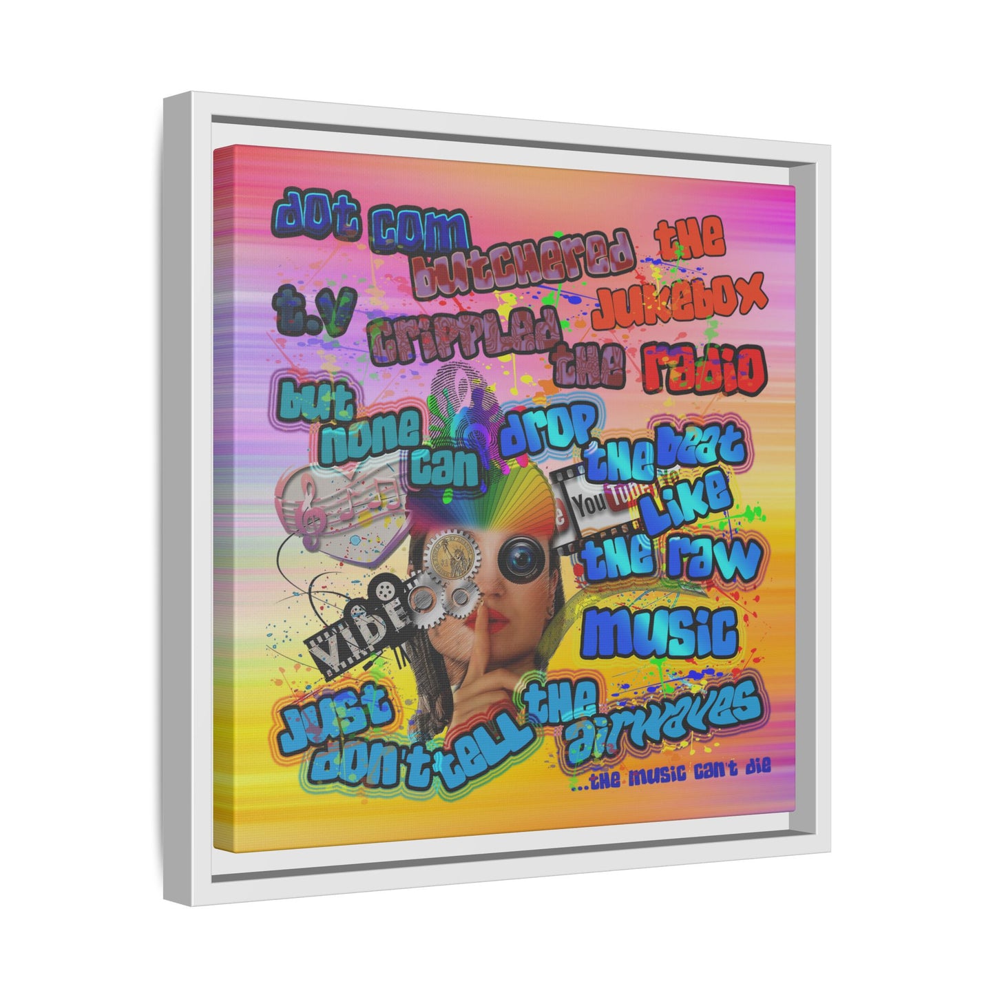 drop the beat - framed canvas art (color blur)
