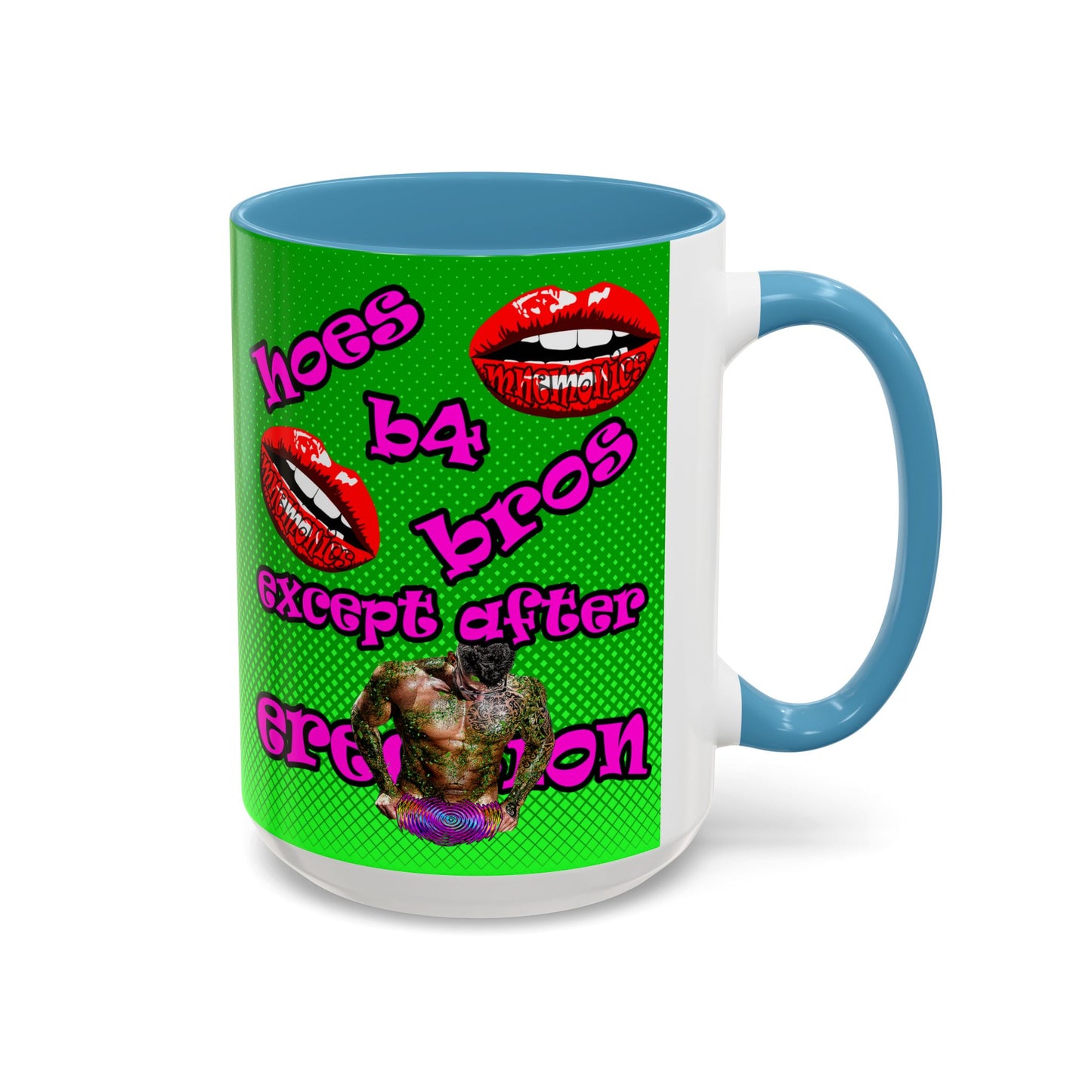hoes b4 bros - Accent Mug (logo green)