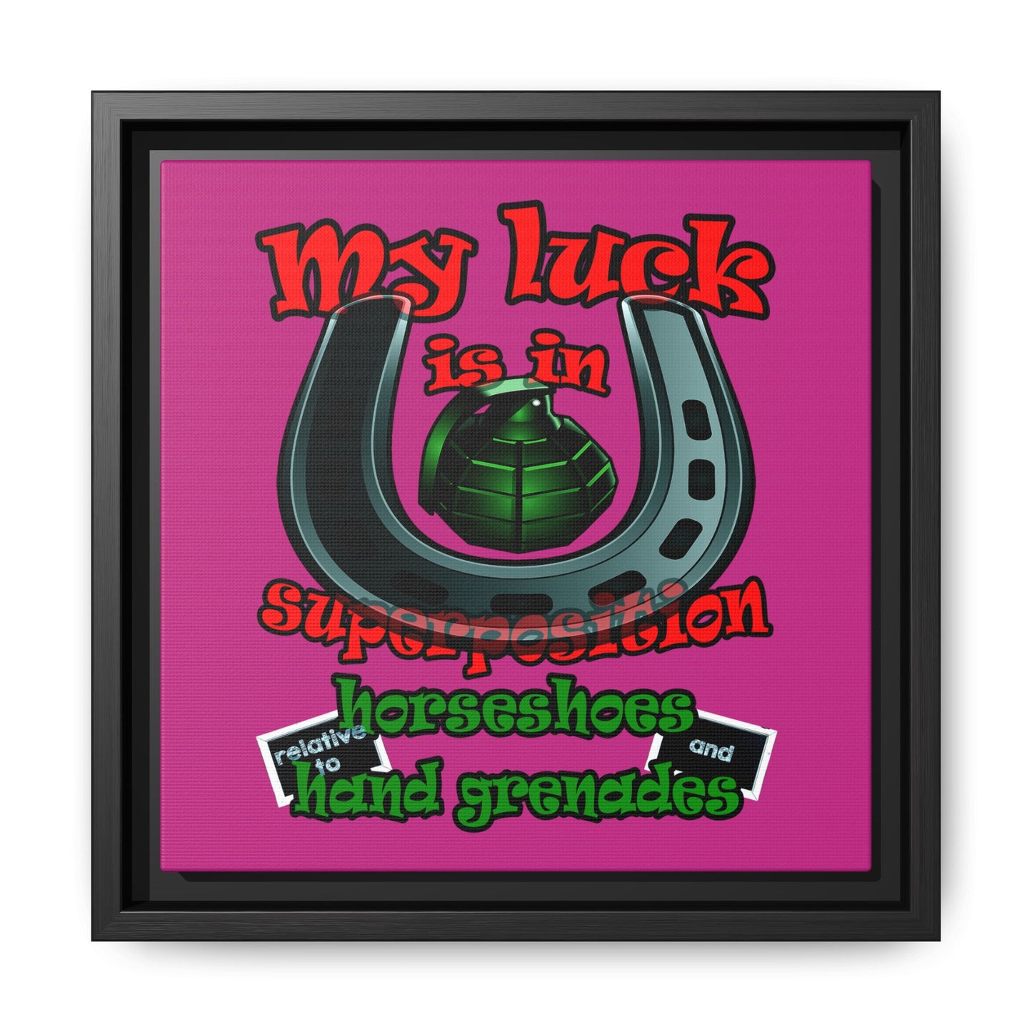 my luck - framed canvas art (pink)