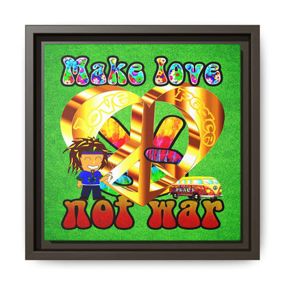 love peace - framed canvas art (green turf)