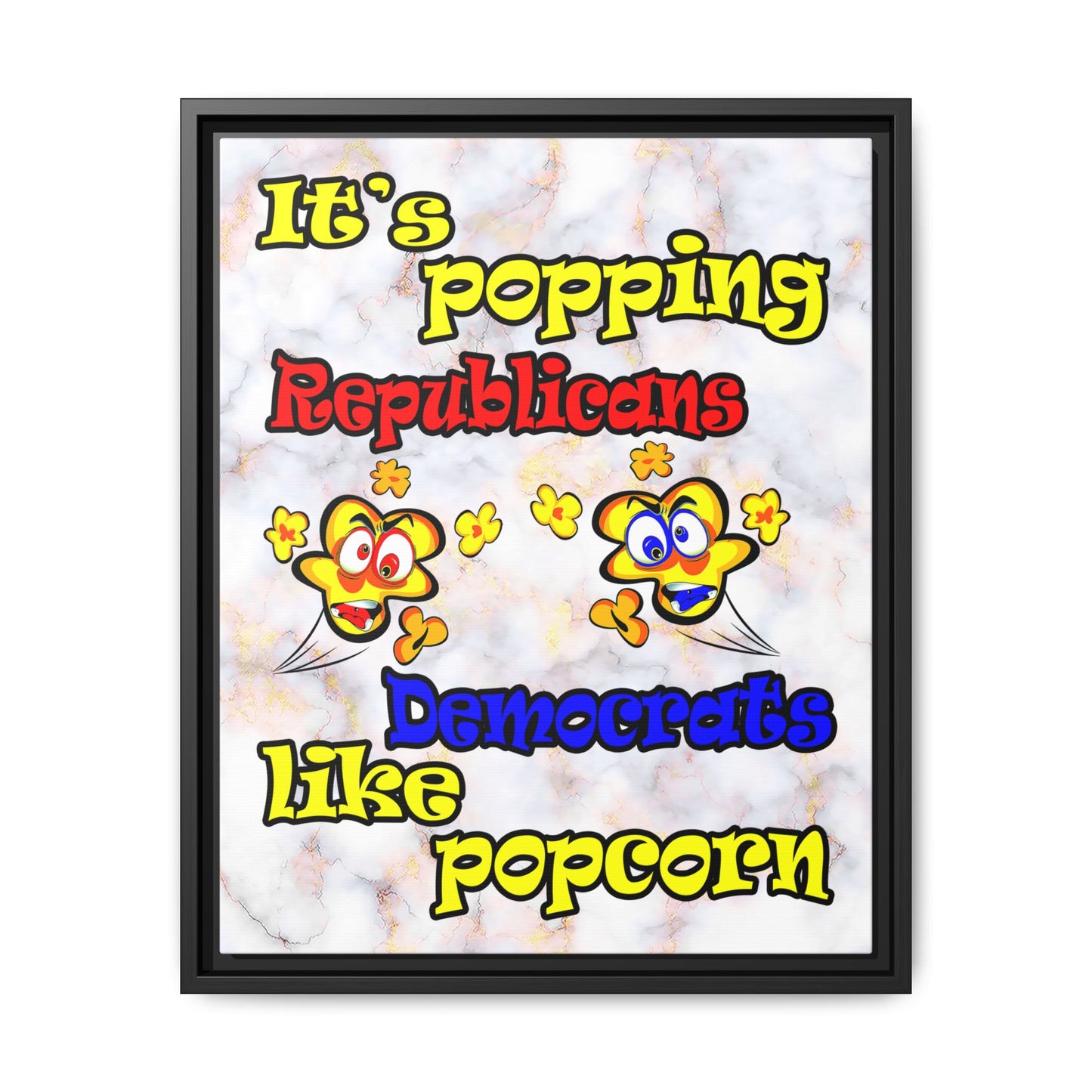 popping like popcorn - framed canvas art (white marble)