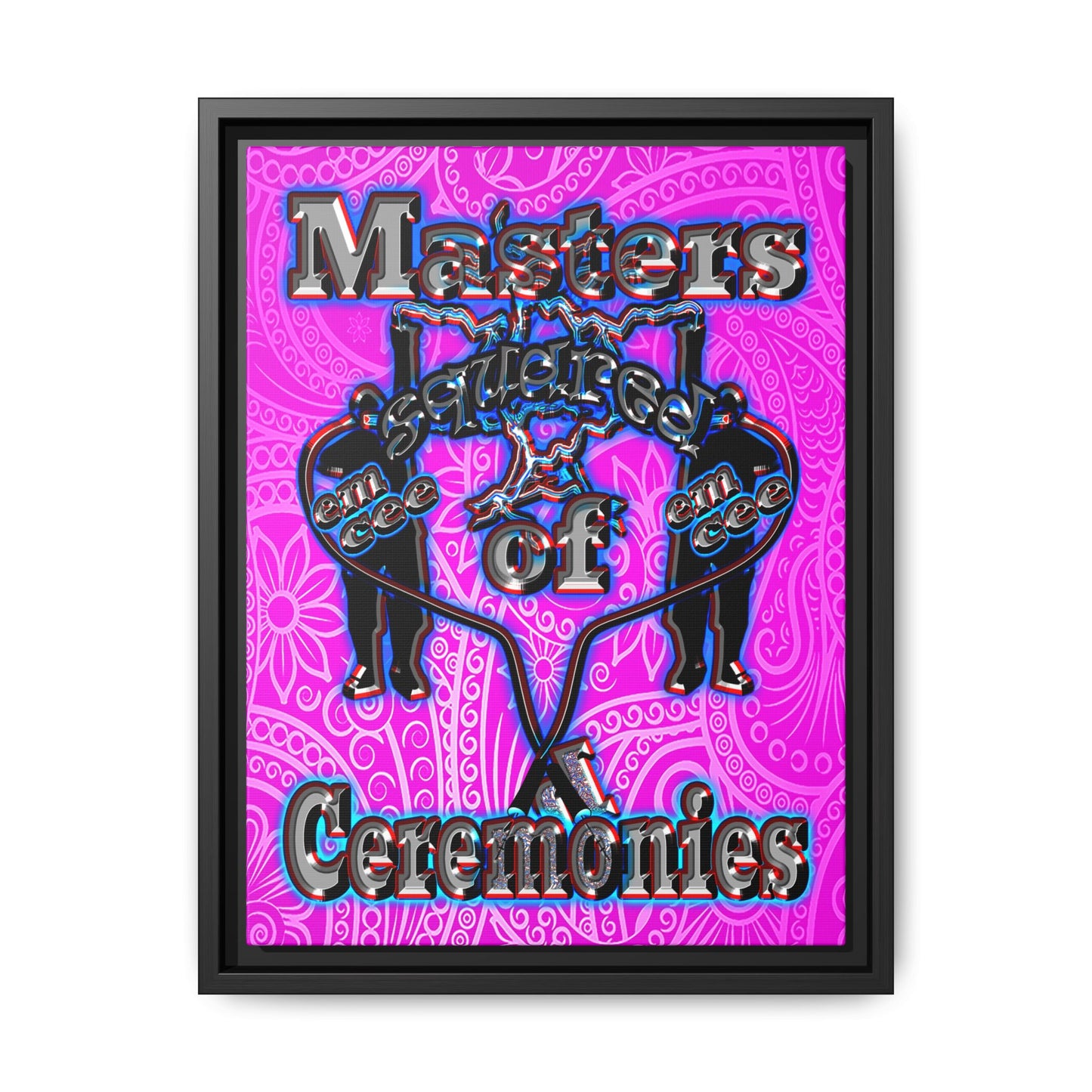 em cee squared - framed canvas art (pink swirl)