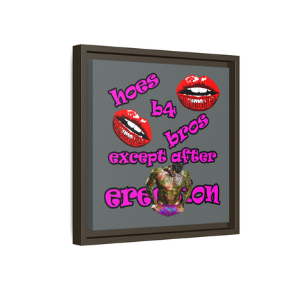 hoes b4 bros - framed canvas art (dark grey)