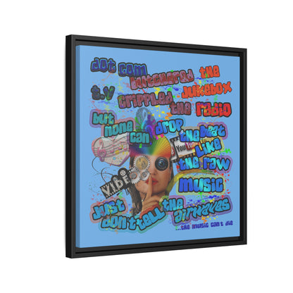 drop the beat - framed canvas art (light blue)