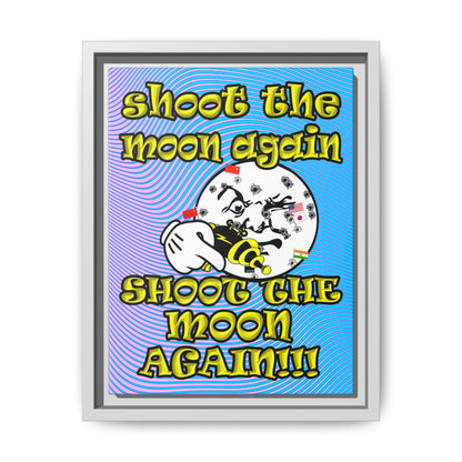 shoot the moon again - framed canvas art (light blue-purple wave)