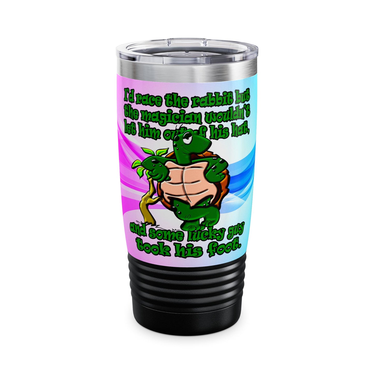 turtle race - Ringneck Tumbler, 20oz (light blue-pink wave)
