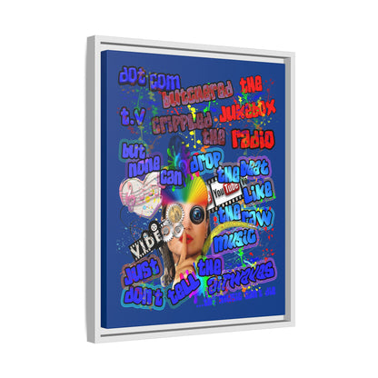 drop the beat - framed canvas art (dark blue)
