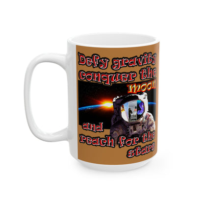 defy conquer reach - White Mug (light brown)