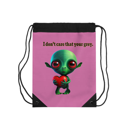 I don't care that your grey - Drawstring Bag (light pink)