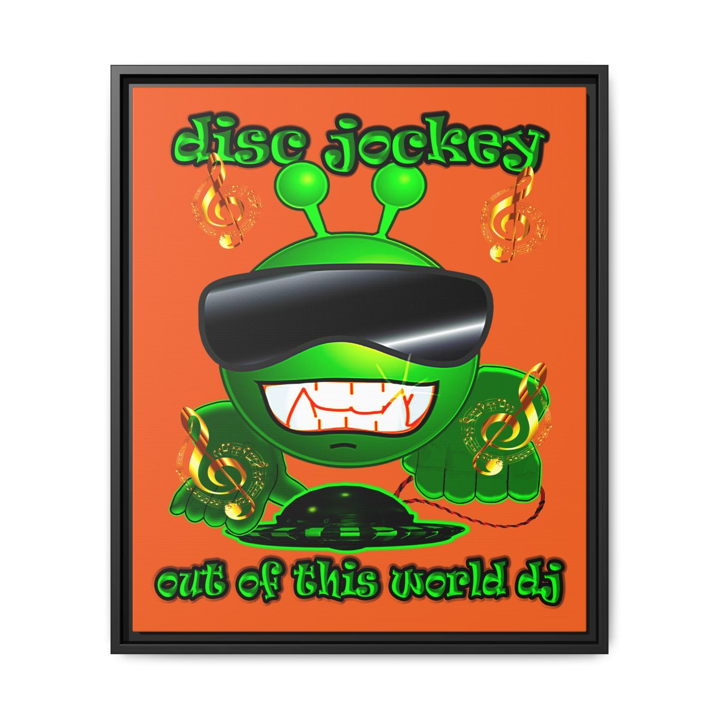 disc jockey - framed canvas art (orange)
