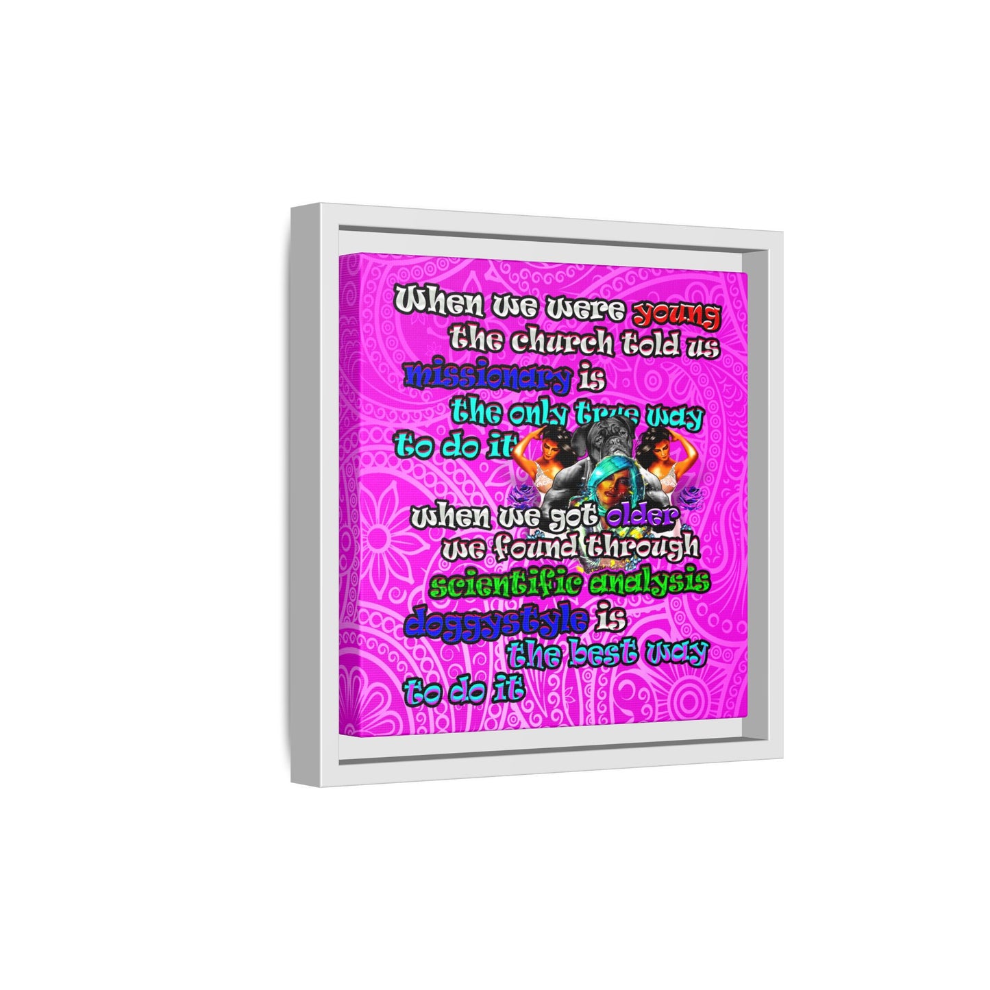 doggystyle - framed canvas art (pink swirl)