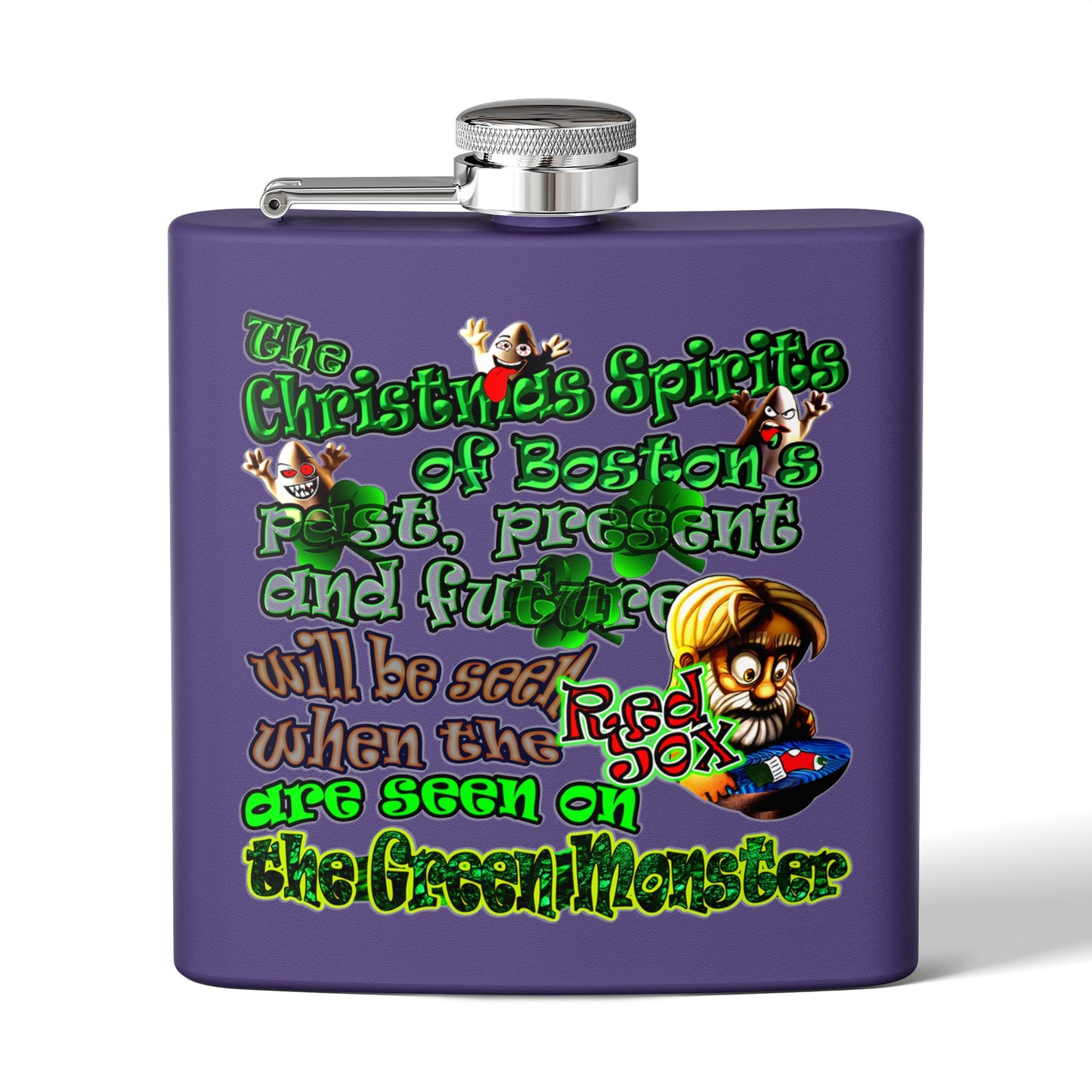 christmas spirits of boston - Stainless Steel Flask