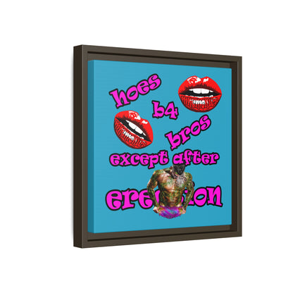 hoes b4 bros - framed canvas art (turquoise)
