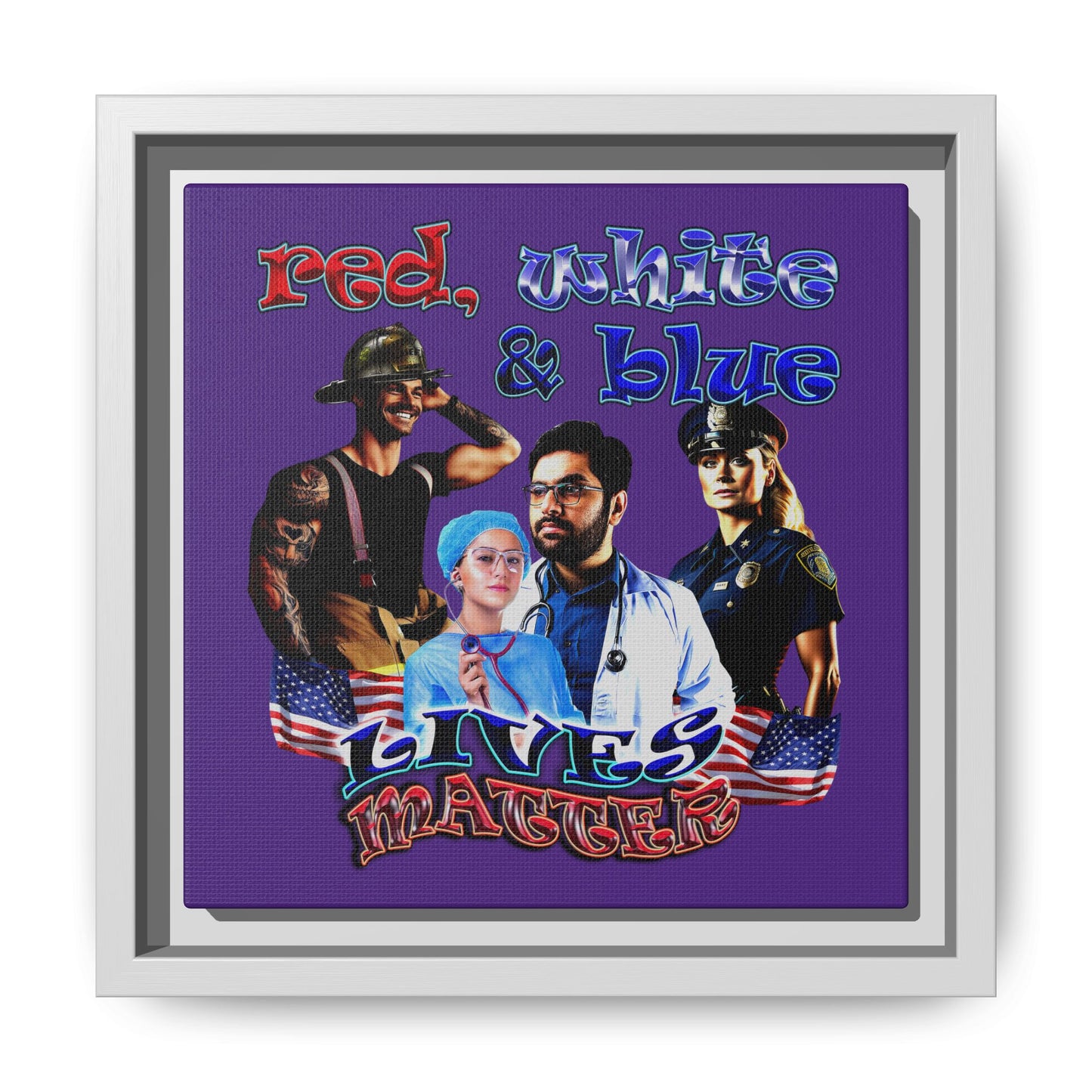 rw&b lives matter - framed canvas art (purple)