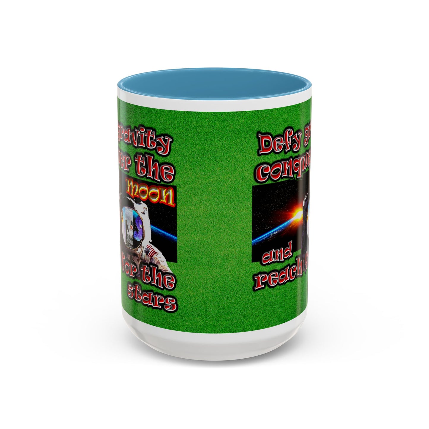 defy conquer reach - Accent Mug (green turf)
