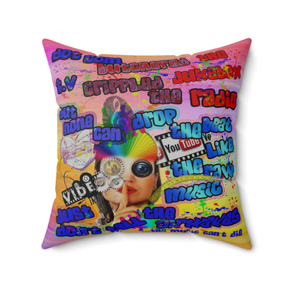 drop the beat - Spun Polyester Square Pillow - (color blur)