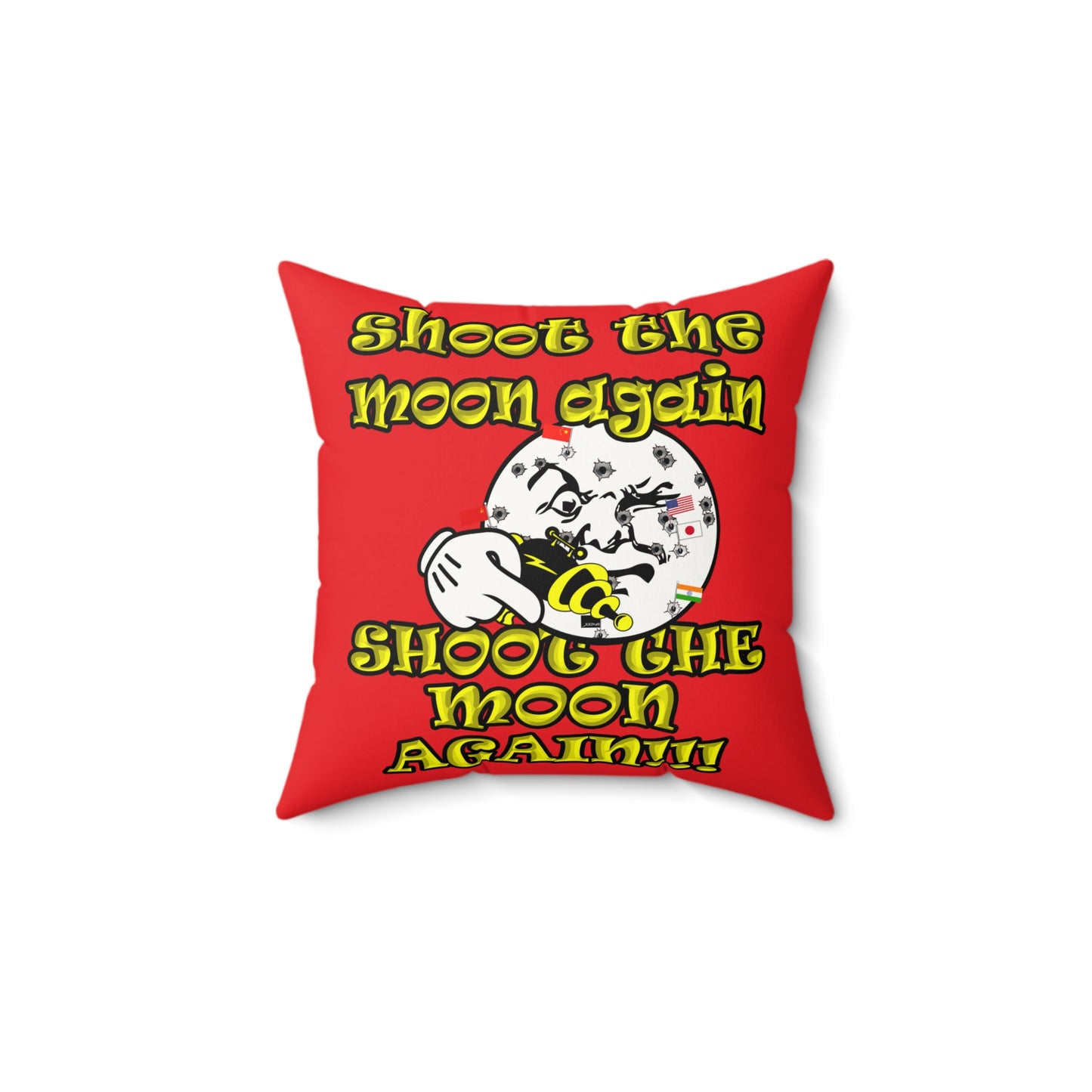 shoot the moon again - Faux Suede Square Pillow - (red)