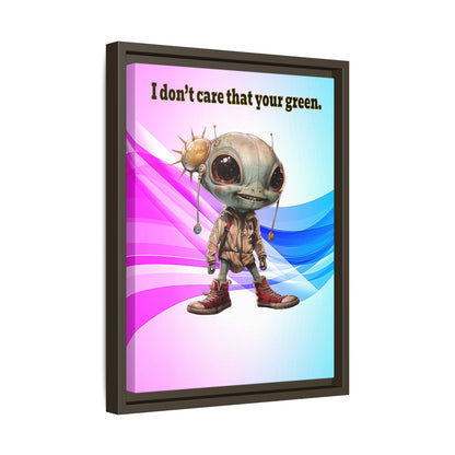I don't care that your green - framed canvas art (light blue-pink wave)