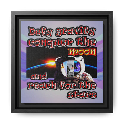 defy conquer reach - framed canvas art (light blue-pink wave)