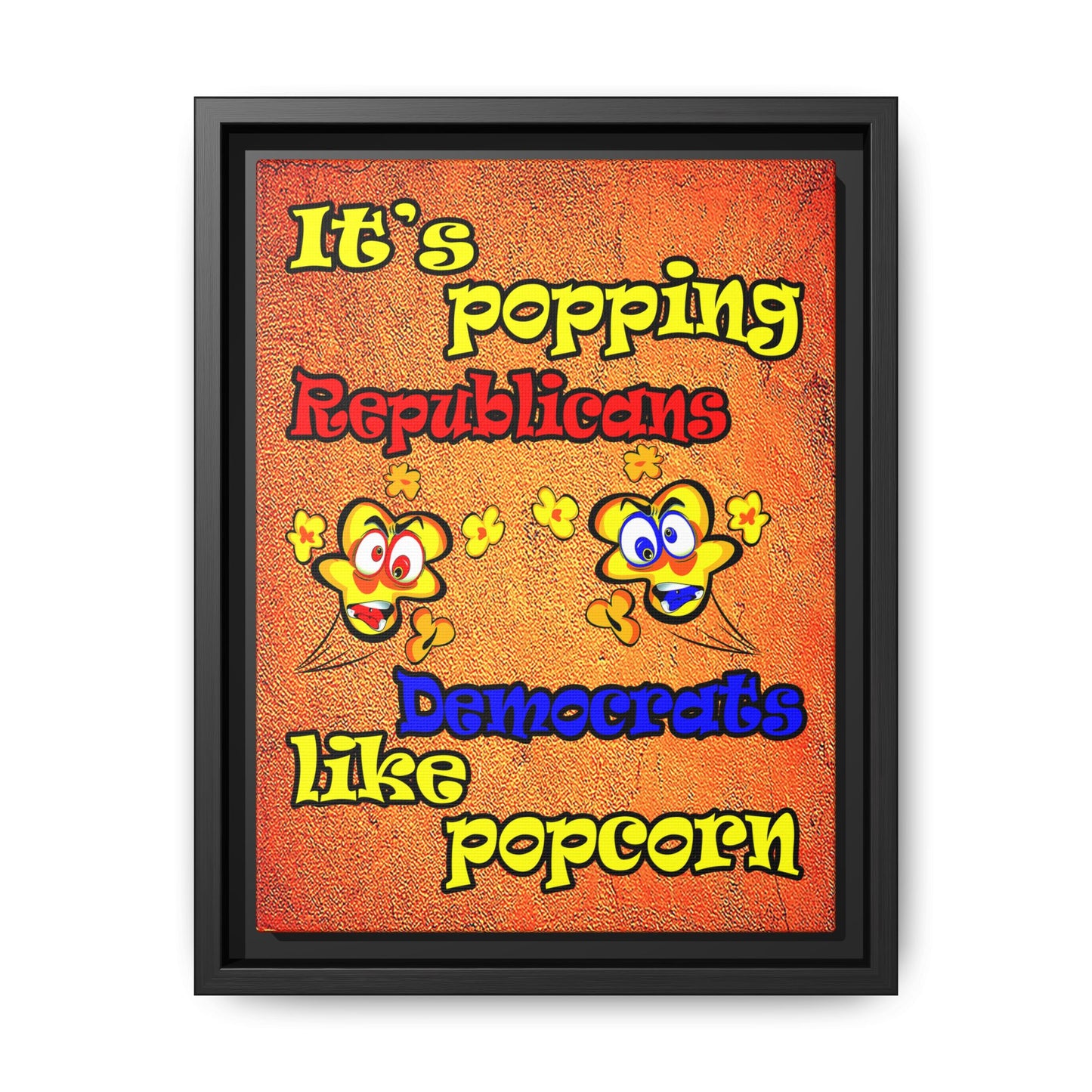 popping like popcorn - framed canvas art (burnt orange)